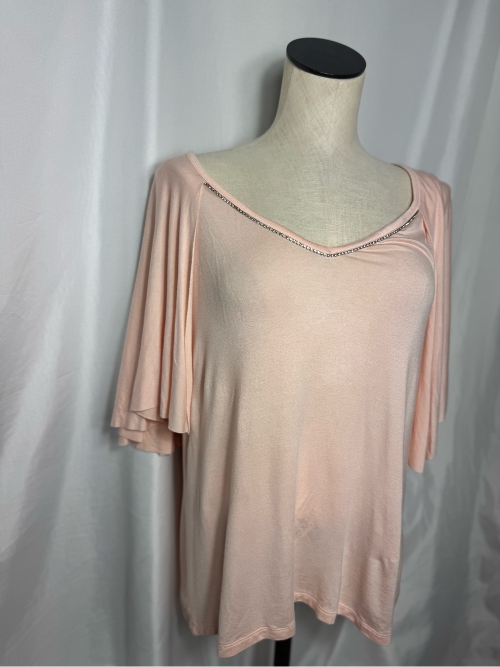 Juicy Couture Y2K style Light Pink V-Neck Sleep Top Embellished Trim NWT XL
